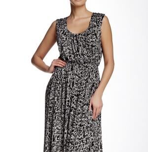 Rachel Pally Abstract Smocked Tube Maxi Dress Jersey Knit Modal Sz XS Boho